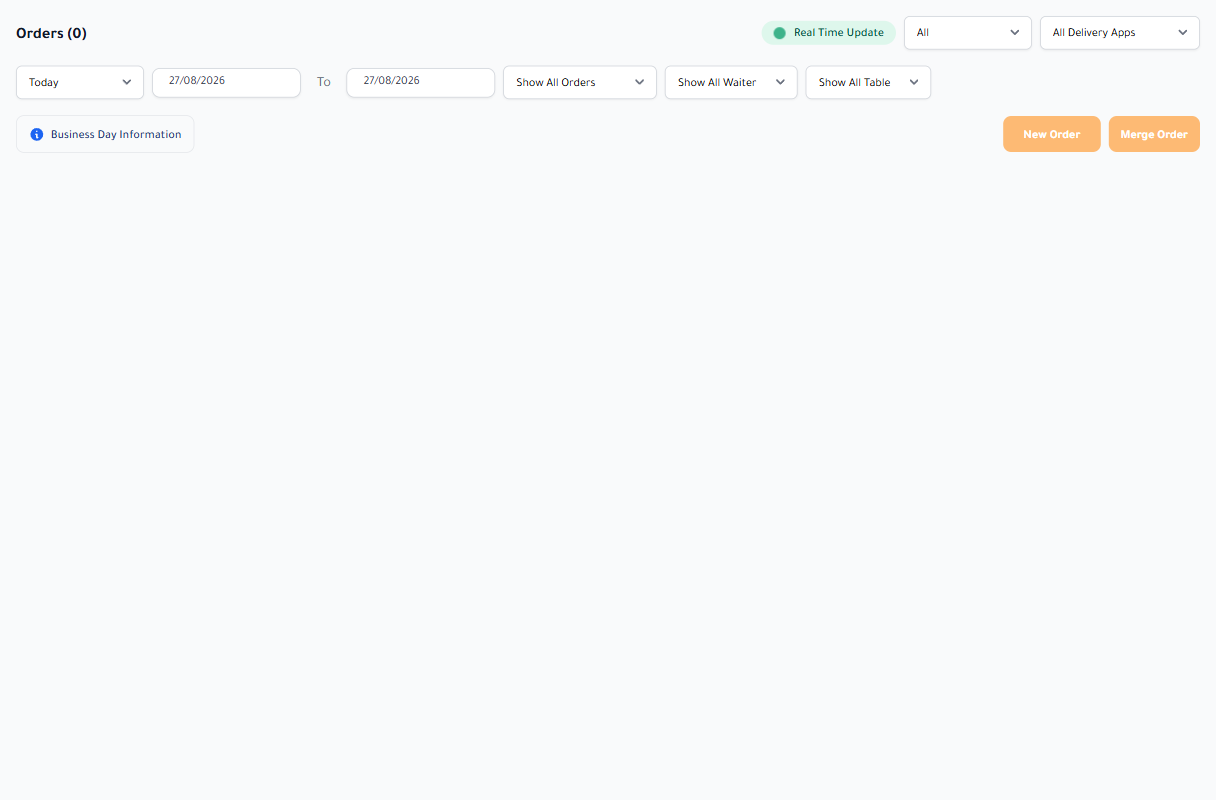 Order management screen in Adooar in English